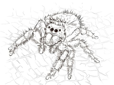 Daring Jumping Spider Free Coloring Page