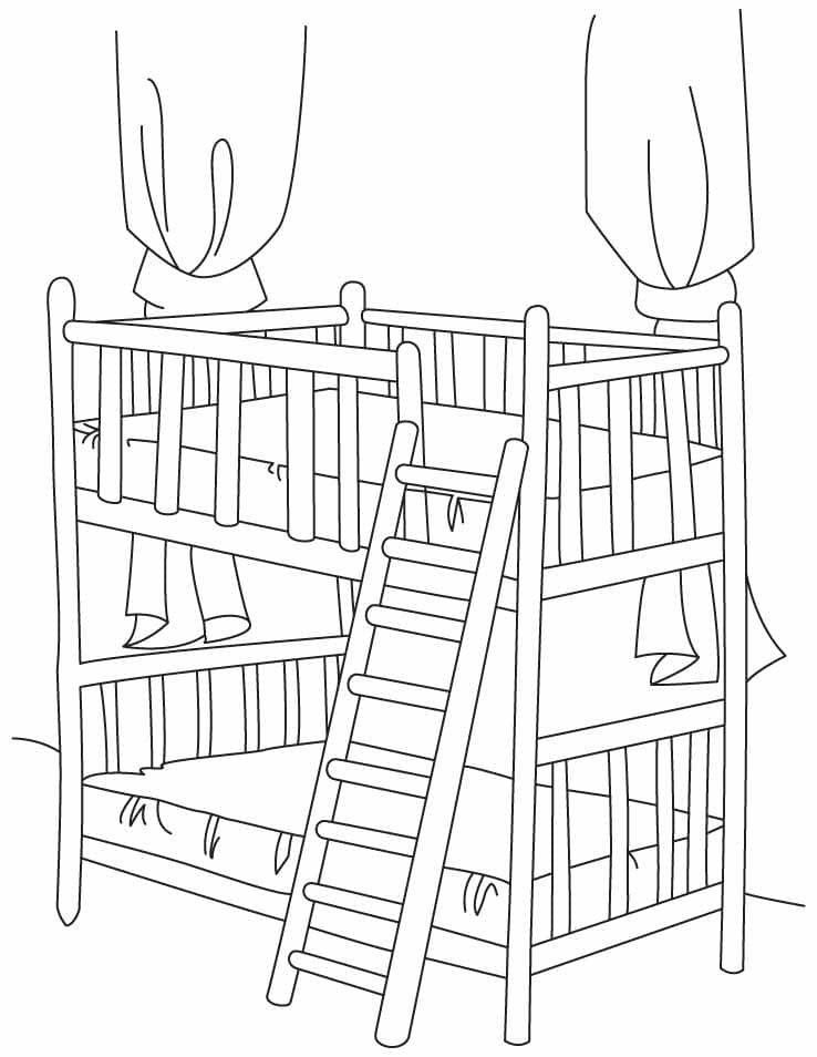 Double Bed Free Printable Coloring Page