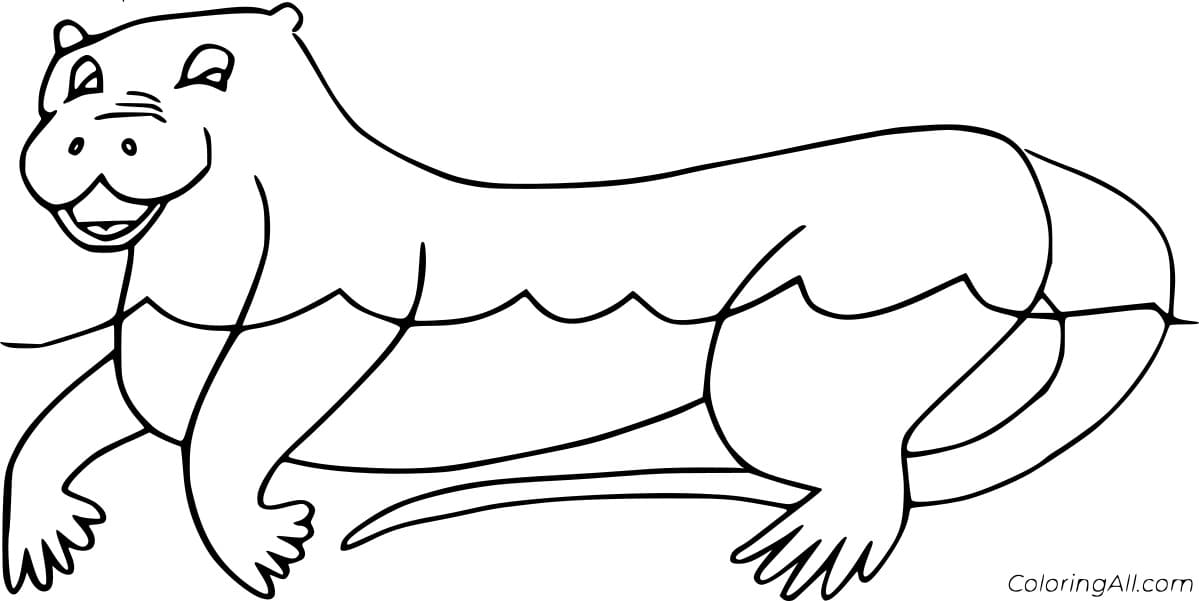 Easy Otter Swimming Free Printable Coloring Page