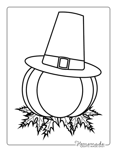 Easy Pumpkin in Pilgrim’s Hat Coloring Sheet