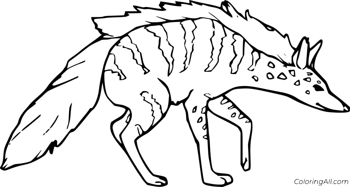 Easy Striped Hyena Free Coloring Page
