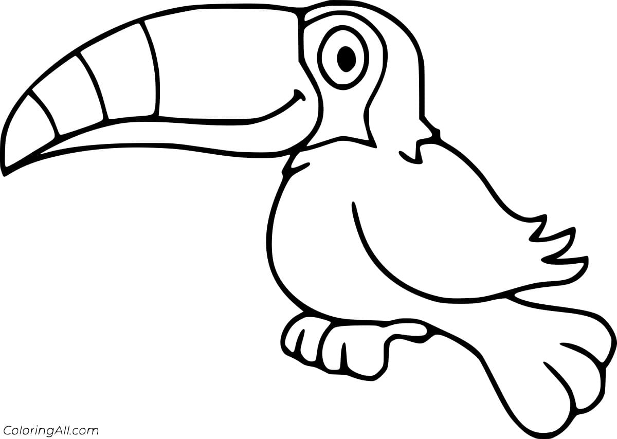 Easy Toucan Free Printable Coloring Page
