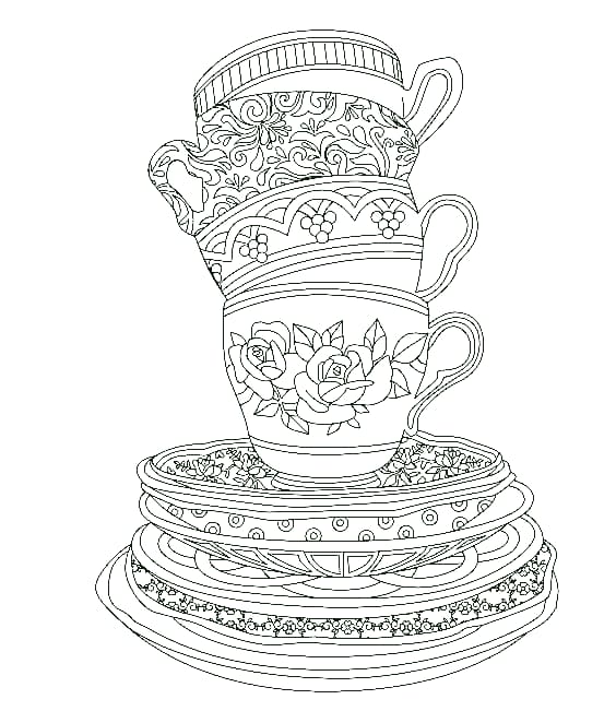 Elegant Tea Party To Print Coloring Page