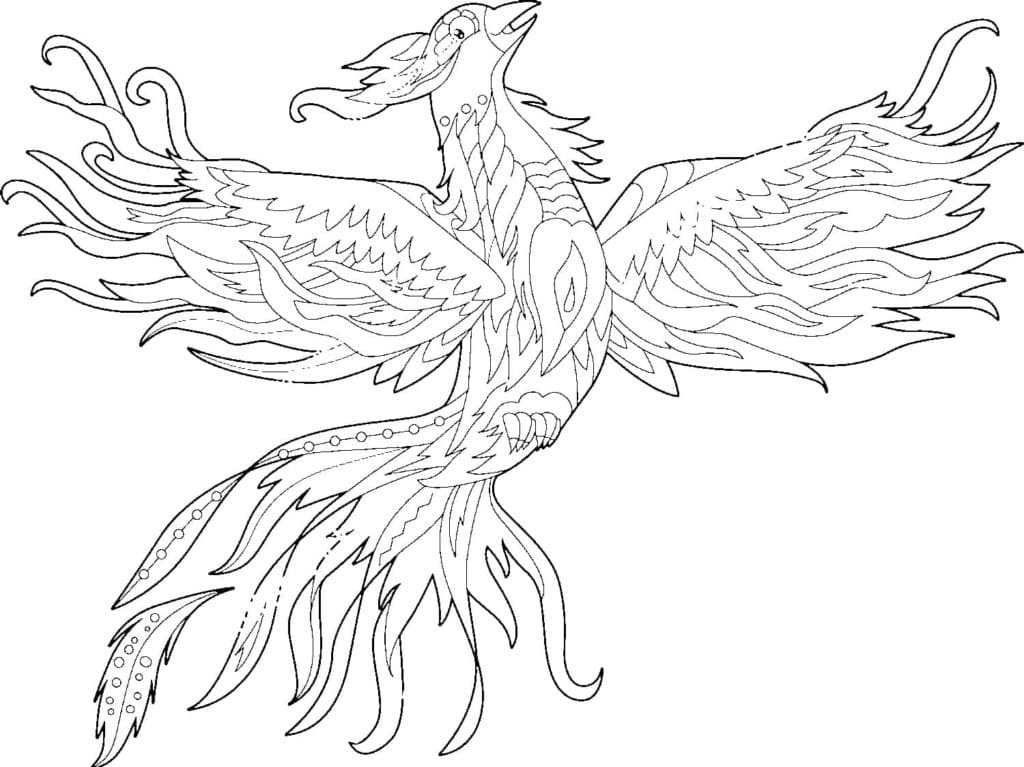 Fairy Phoenix Bird Coloring Page