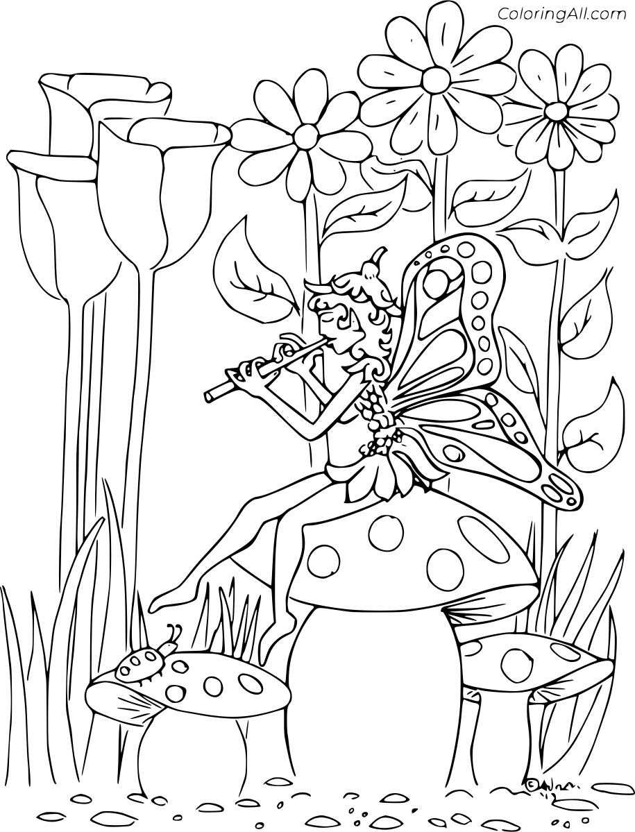 Fairy Playing Flute On A Mushroom