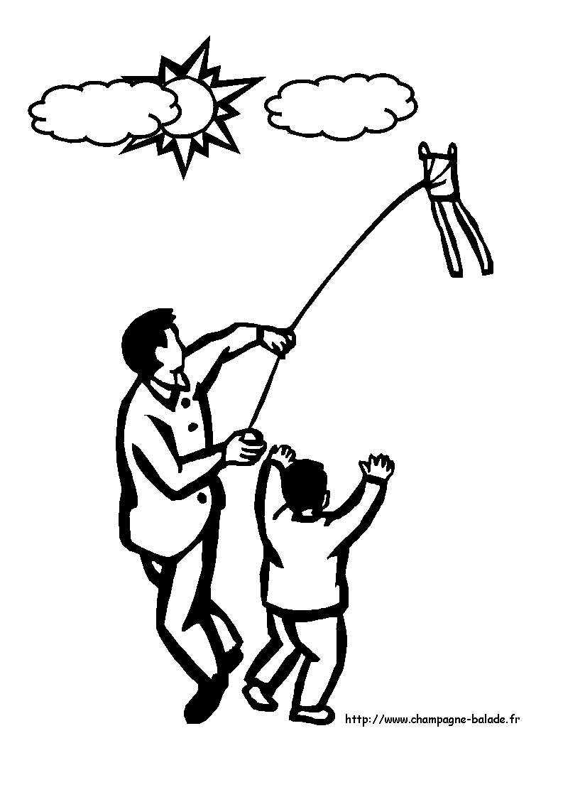 Farther And Baby Playing Kite