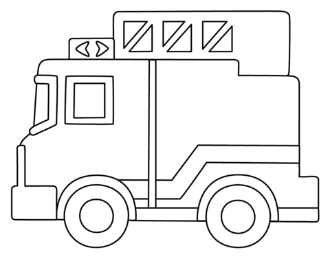 Fire Engine Emoji coloring page