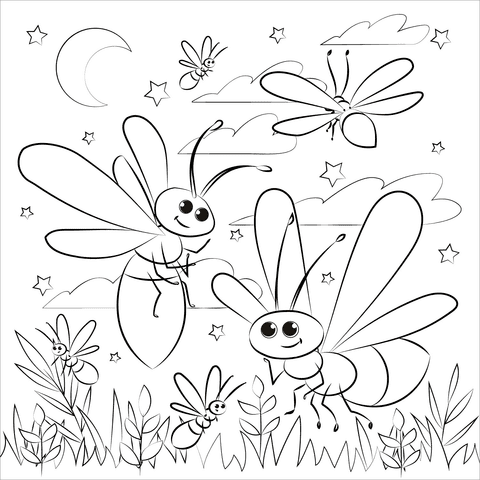 Firefly Picture For Children Free Coloring Page