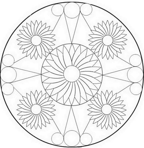 Flower Mandala Free Coloring Page