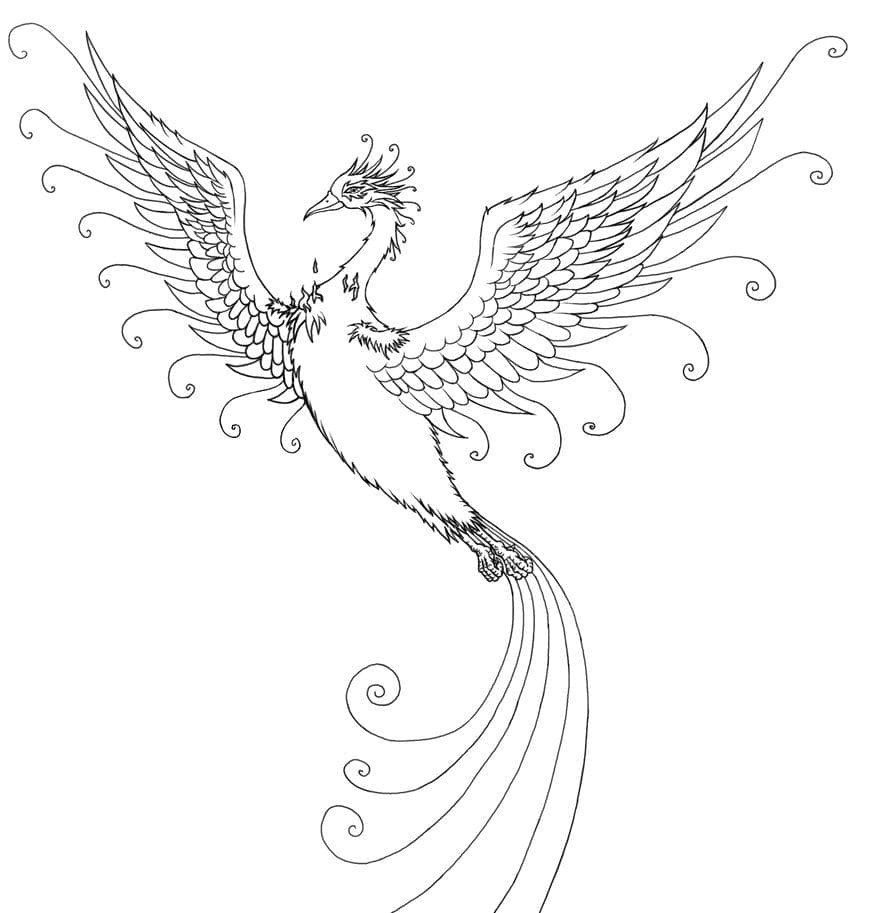 Flying Phoenix Coloring Page