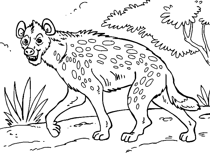 Free Hyena Printable Coloring Page