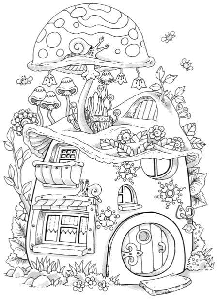 Free Mushrooms Cute Coloring Page