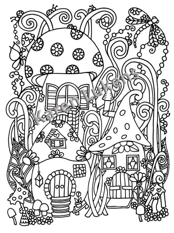 Free Mushrooms Live Coloring Page