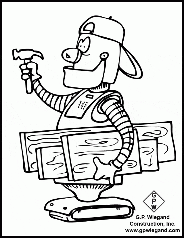 Free Printable Construction Worker Robot Coloring Page
