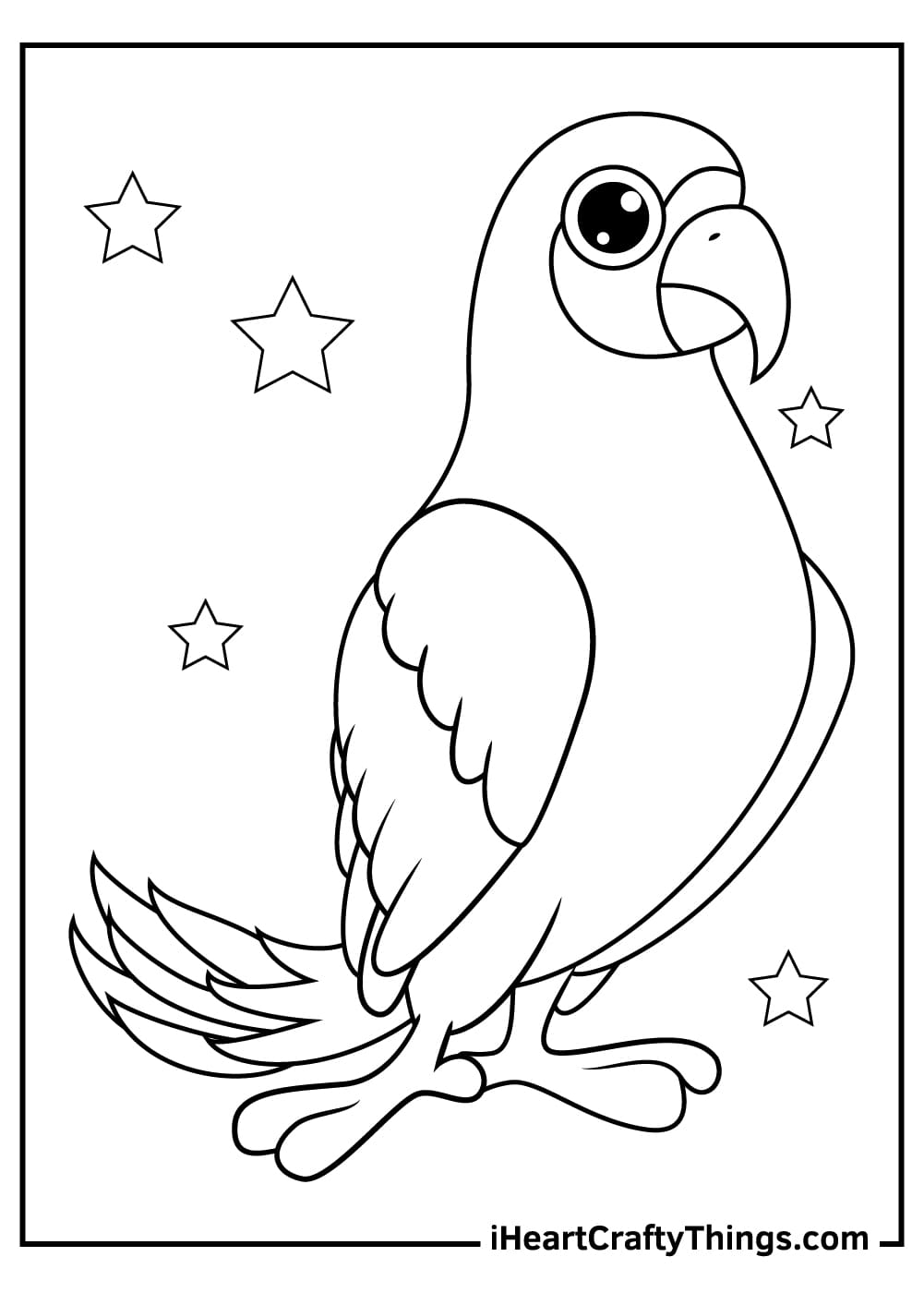 Free Printable Cute Parrot Coloring Page