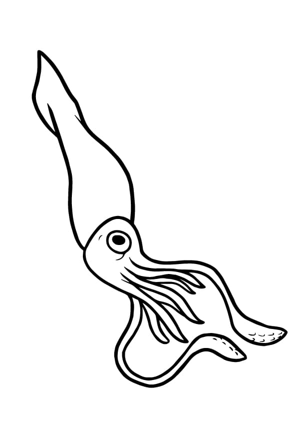 Free Printable Giant Squid Cute Coloring Page