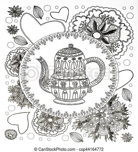 Free Teapot Sweet Coloring Page