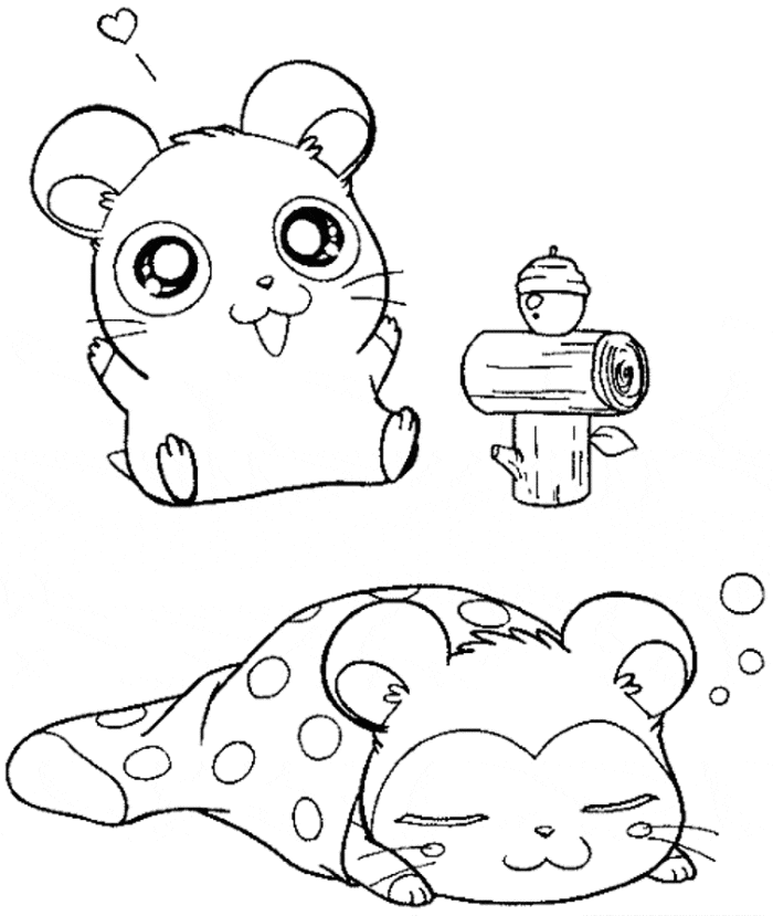 Full Hamster Printable Coloring Page