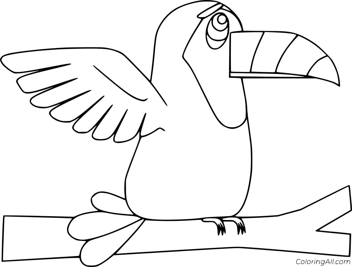 Funny Cartoon Toucan Free Printable Coloring Page