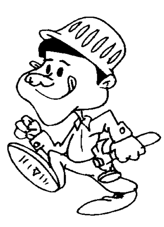 Funny Construction Worker Image Coloring Page
