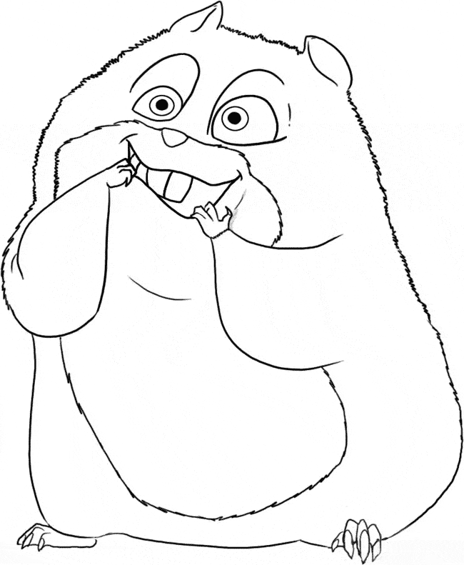 Funny Hamster Free Coloring Page