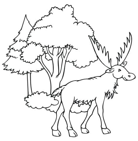 Funny Moose Free Coloring Page