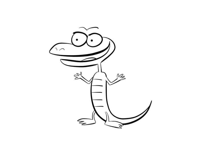 Gecko Cartoon Free Coloring Page