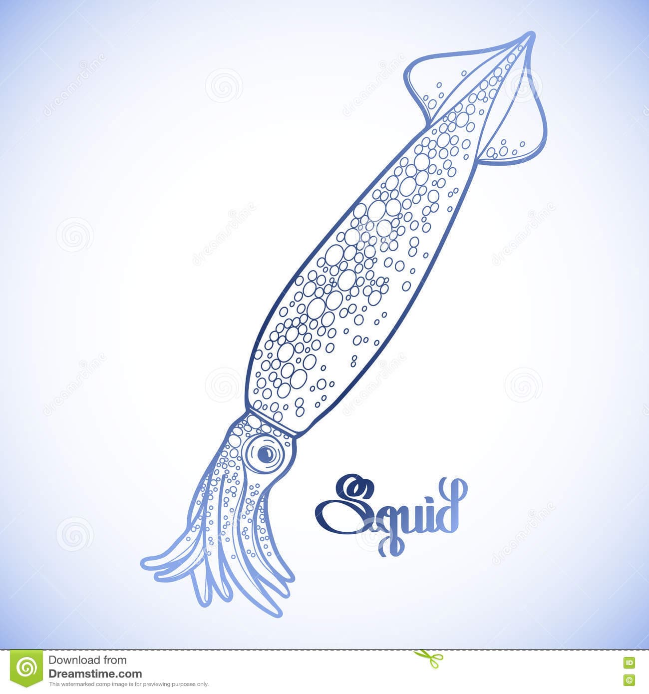 Graphic Vector Squid Free Printable Coloring Page