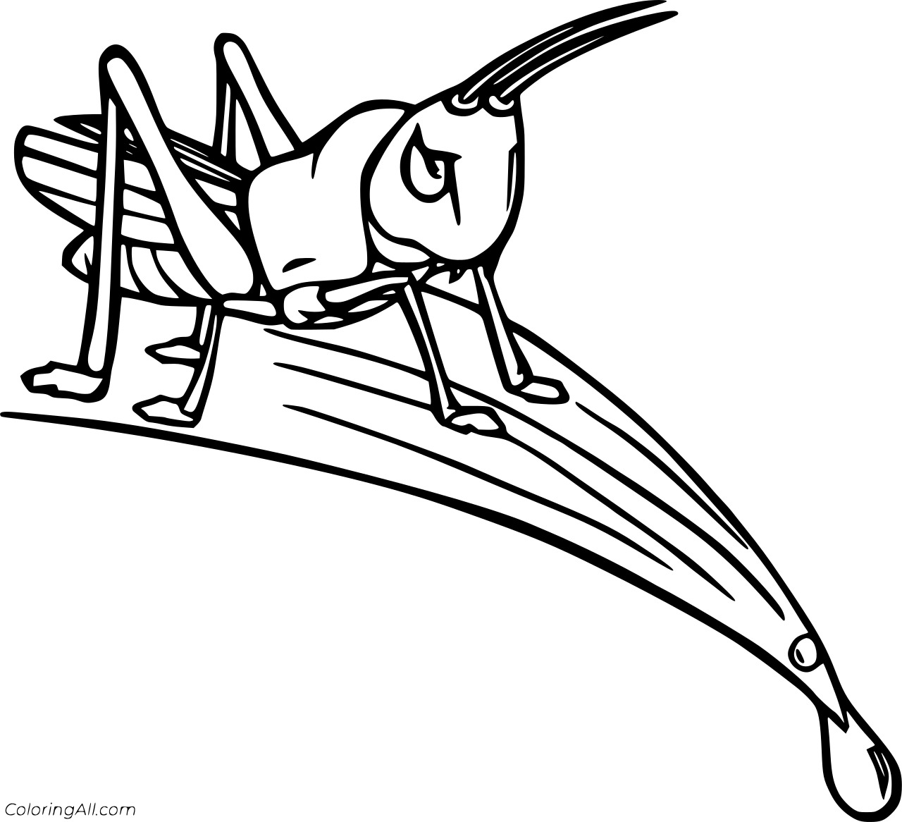 Grasshopper and a Dewdrop Coloring Page