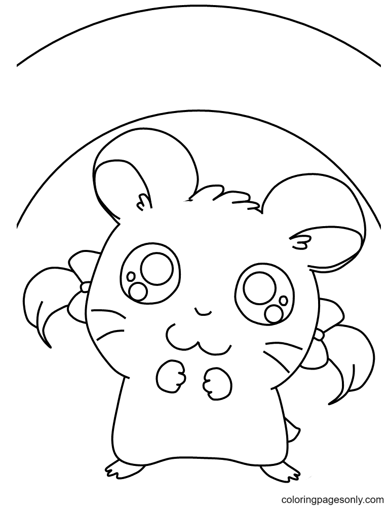 Hamster Girl Free Printable Coloring Page