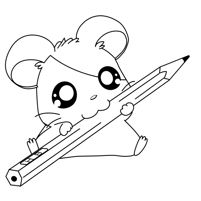 Hamster Pencil Free Printable Coloring Page