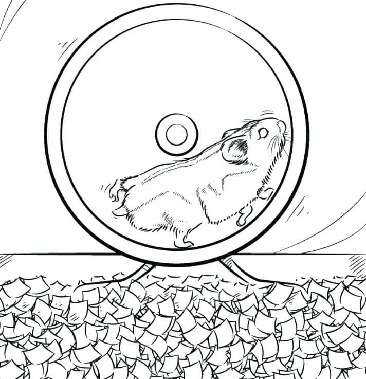 Hamster on a Wheel Free Printable Coloring Page