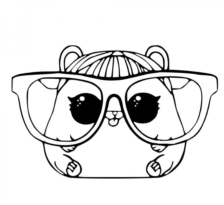 Hamster with Big Glasses Free Printable Coloring Page