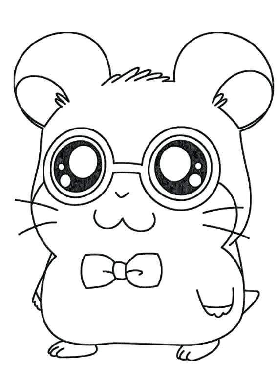 Hamster with Glasses Free Printable Coloring Page