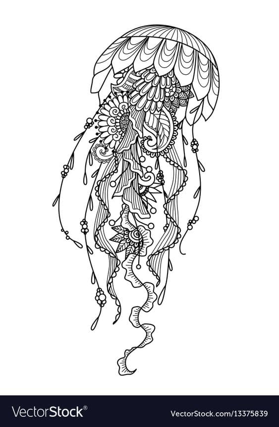 Hand Drawn Jellyfish Entangle Style