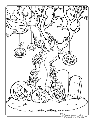 Hanging Pumpkin Decorations Coloring Sheet Coloring Page