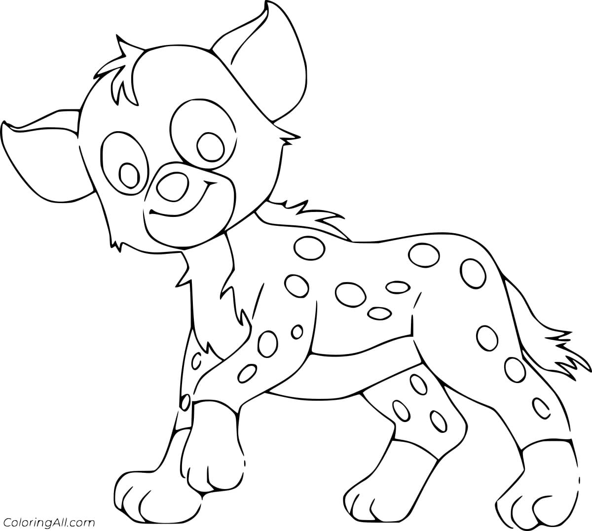 Happy Baby Hyena Free Printable Coloring Page