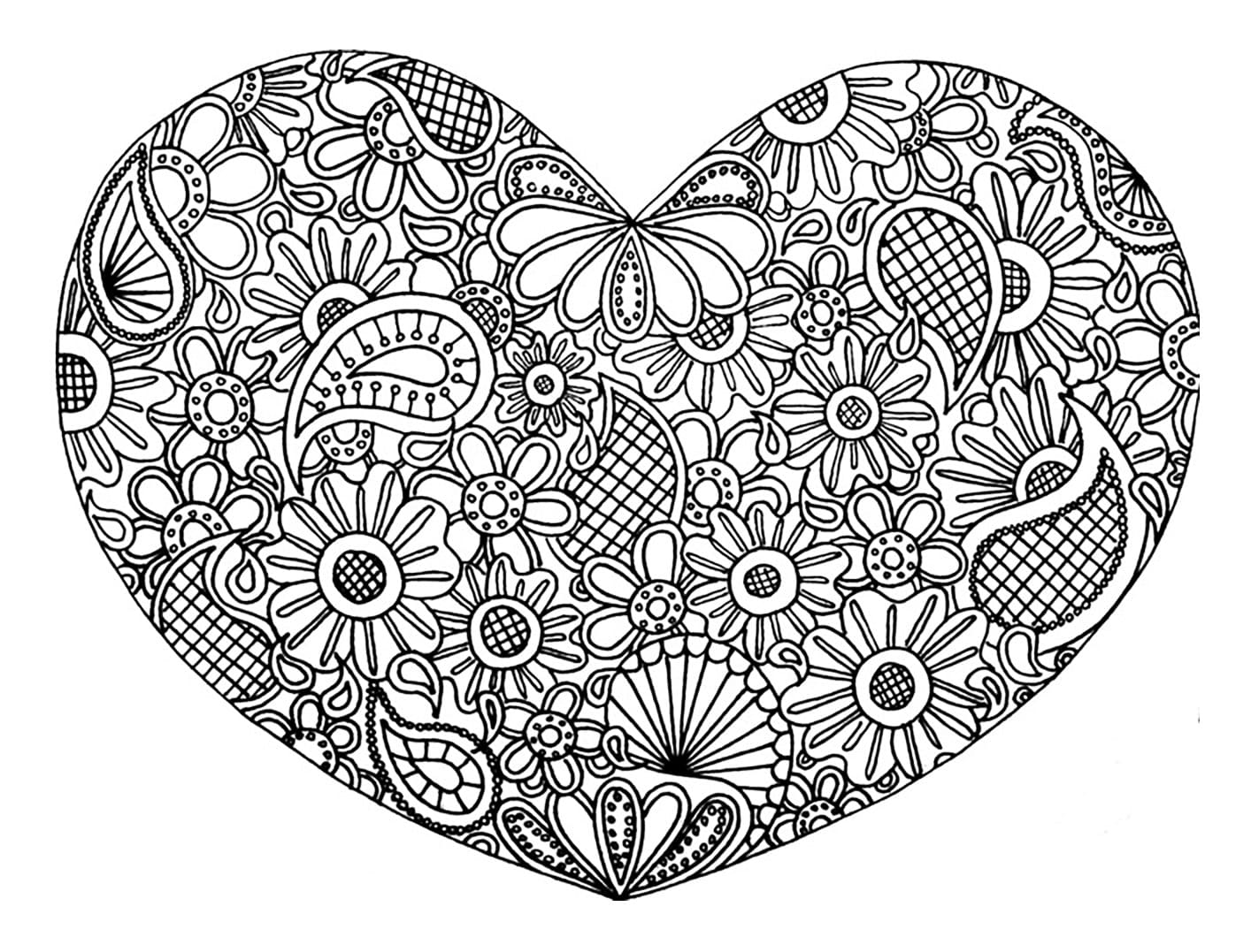 Heart Full Of Flowers Coloring Page