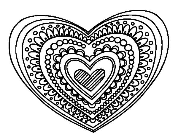 Heart Mandala Free Image Coloring Page