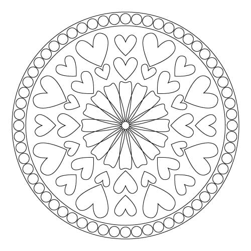 Heart Mandala Free Coloring Page