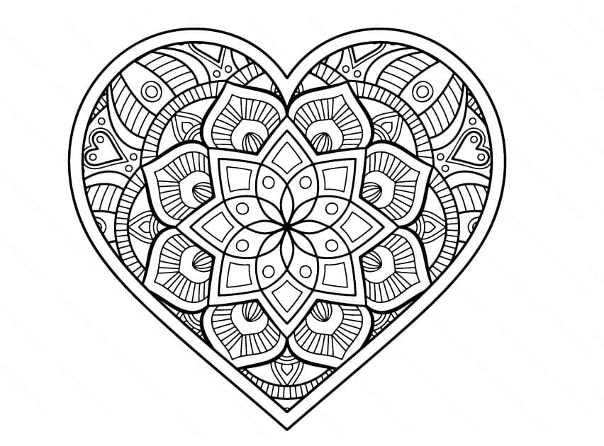 Heart Mandala Image Coloring Page