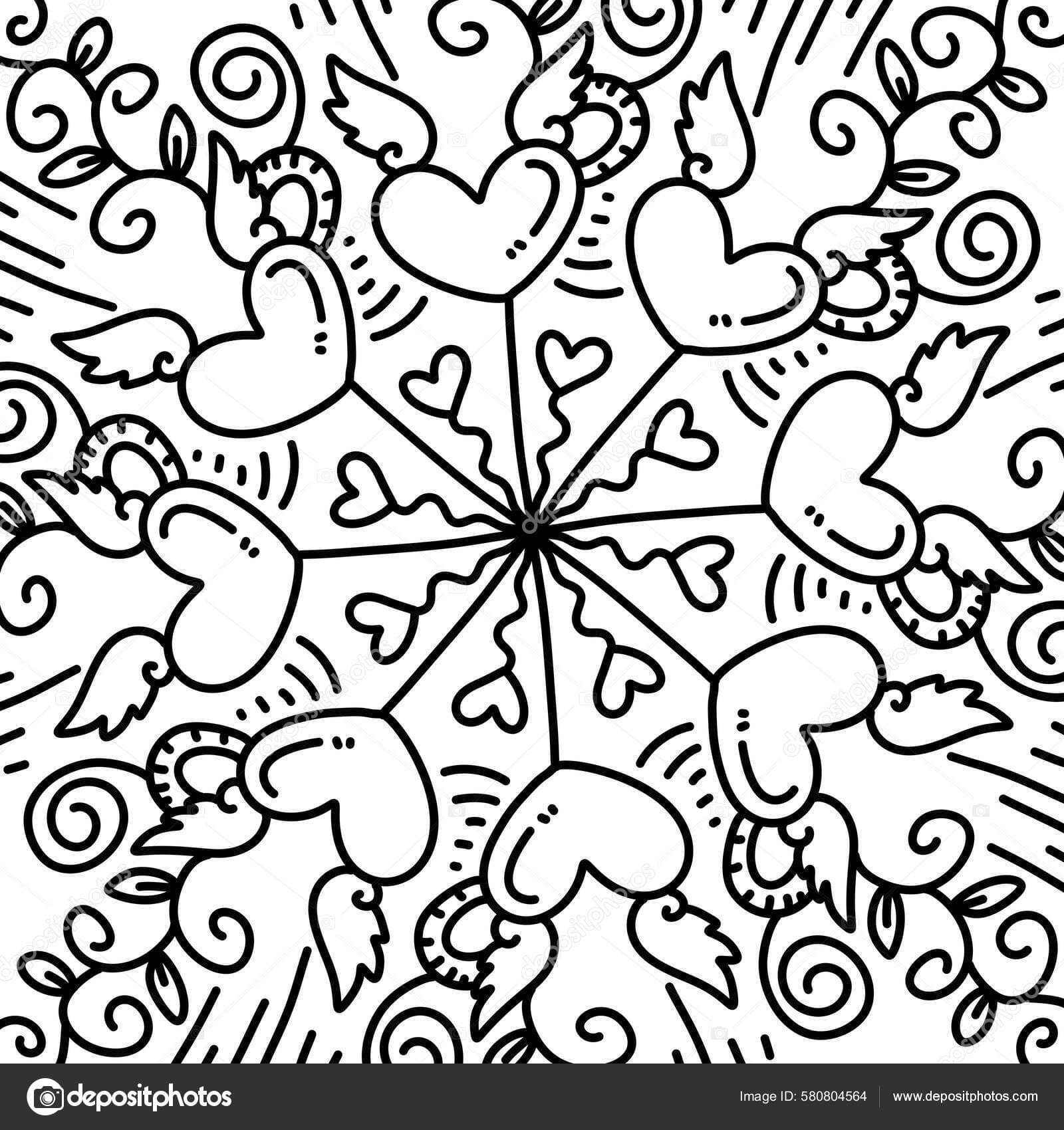 Heart Mandala Picture Coloring Page