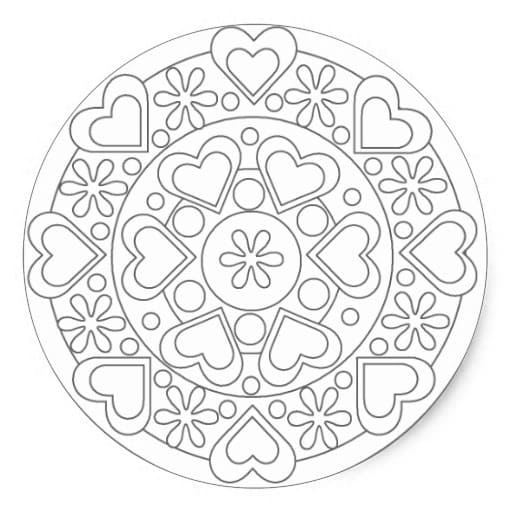 Heart Mandala To Print Coloring Page