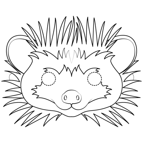 Hedgehog Mask Free Printable Coloring Page