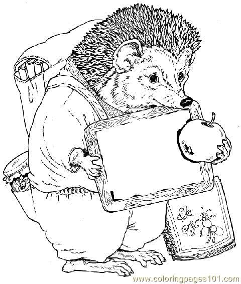 Hedgehog Watch Apple Coloring Page Coloring Page