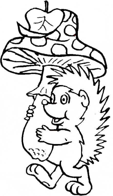 Hedgehog and Mushroom To Print Coloring Page