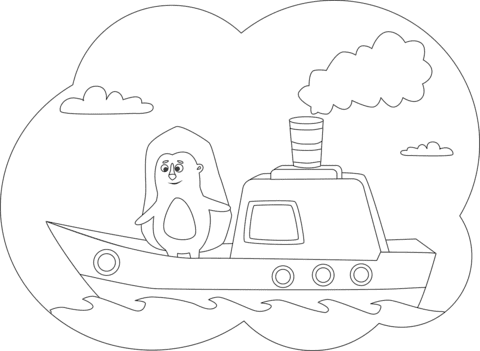 Hedgehog on the Ship To Printable Coloring Page