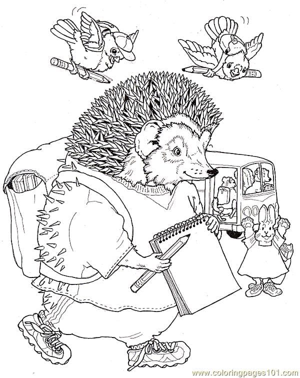 Hedgehogs Going To Print Coloring Page