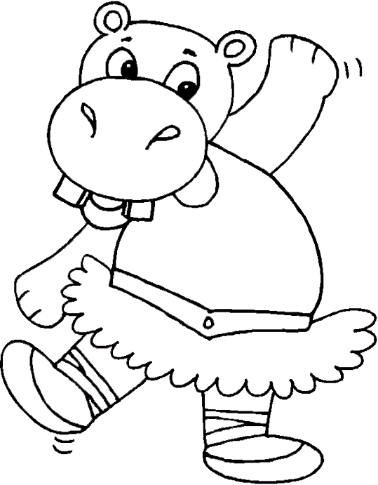 Hippo Animal Coloring Free Coloring Page