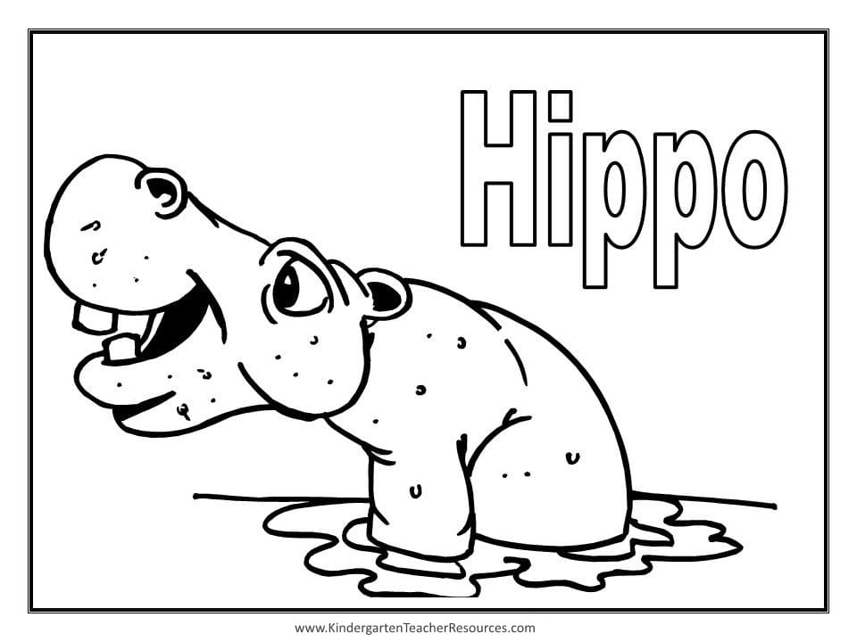 Hippo Coloring Pages for Kids Image Coloring Page